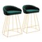 Canary Contemporary Counter Stool in Gold with Velvet Fabric - Set of 2